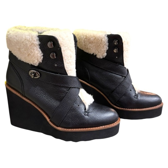 Coach Kenna Shearling Wedge Booties – Size 8 – Excellent Condition - Picture 2 of 9